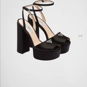 Prada high heeled satin sandals